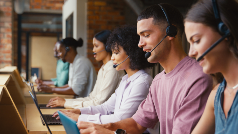 Customer Support Representatives Working in an Office Setting