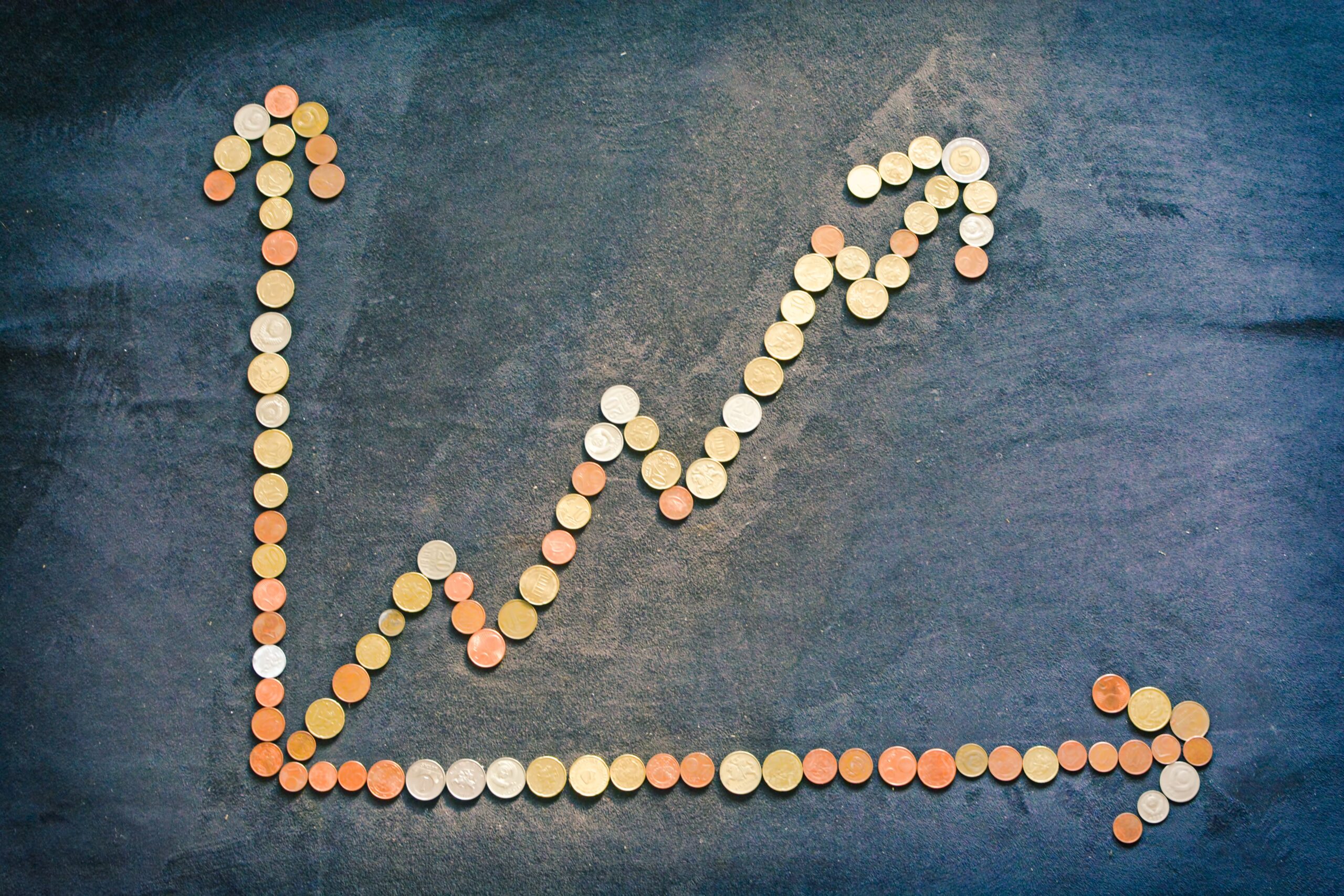 Coins showing an upward chart trends to illustrate Wyllo CX ROI
